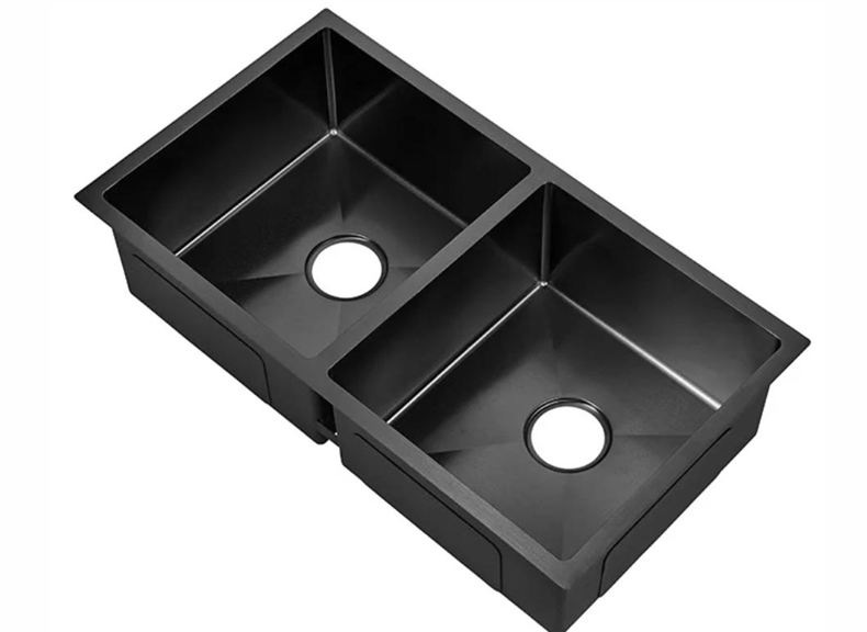 Lavatrastos de Acero Inoxidable 304, acabado Negro Mate dos Fosas